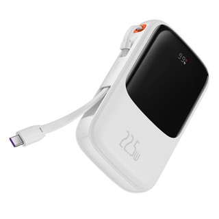 Внешний аккумулятор BASEUS Qpow Pro Digital Display Fast Charge 22.5W Type-C 10000 мА⋅ч, белый, с кабелем Type-C (PPQD020102) , белый