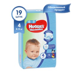 Подгузники Huggies Ultra Comfort 4 (8-14 кг) 19 шт