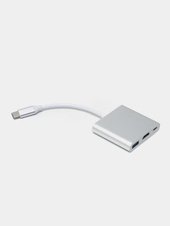 Адаптер 3 в 1, Type-c To HDMI 4K + Type-C + HUB USB 3.0 переходник